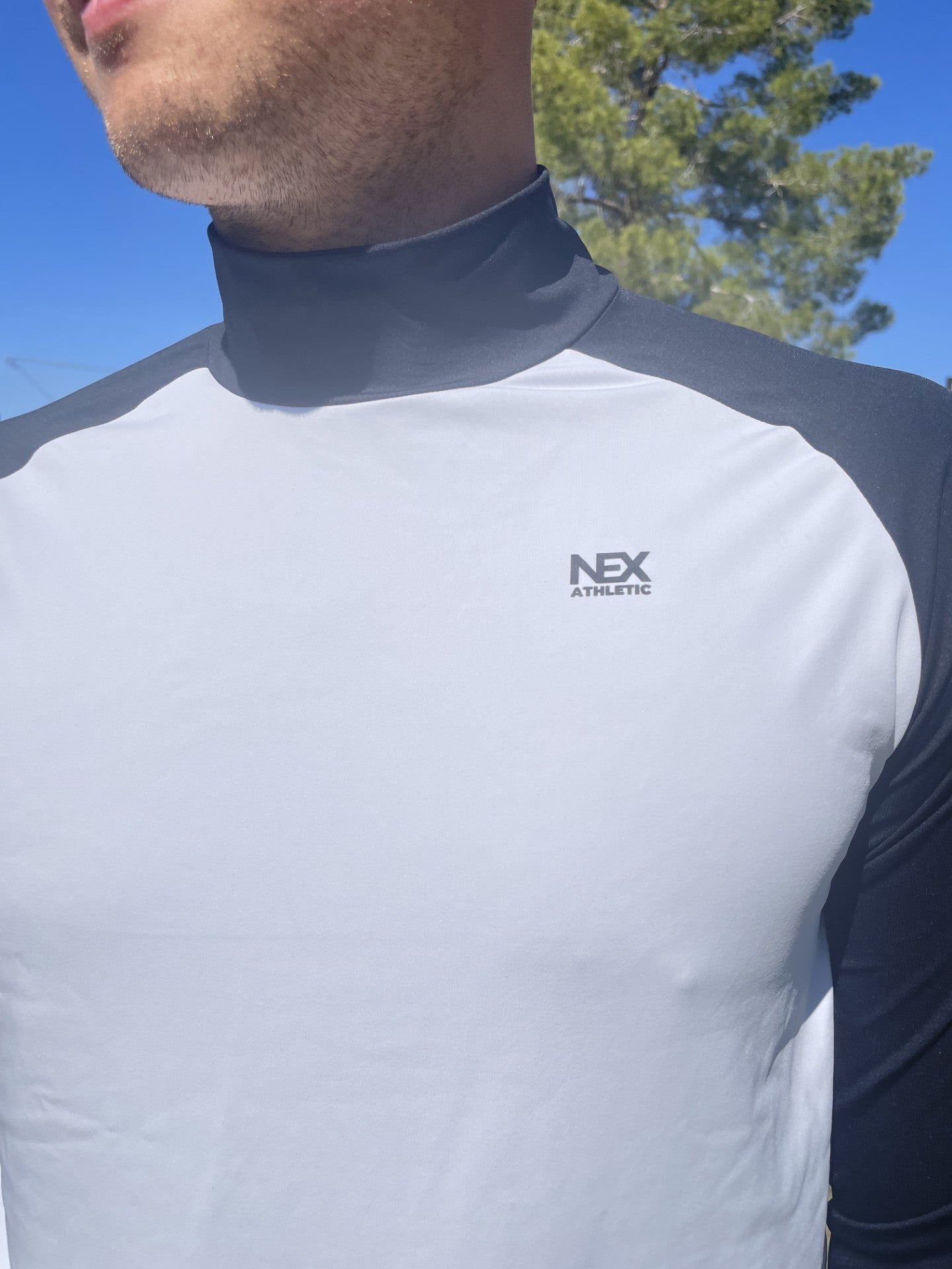 White & Black Mock Turtleneck