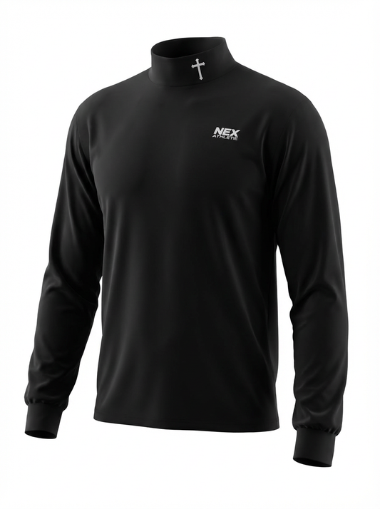 Cross Mock Turtleneck - Black