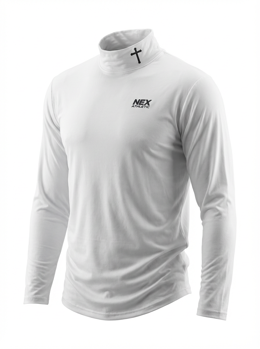 Cross Mock Turtleneck - White