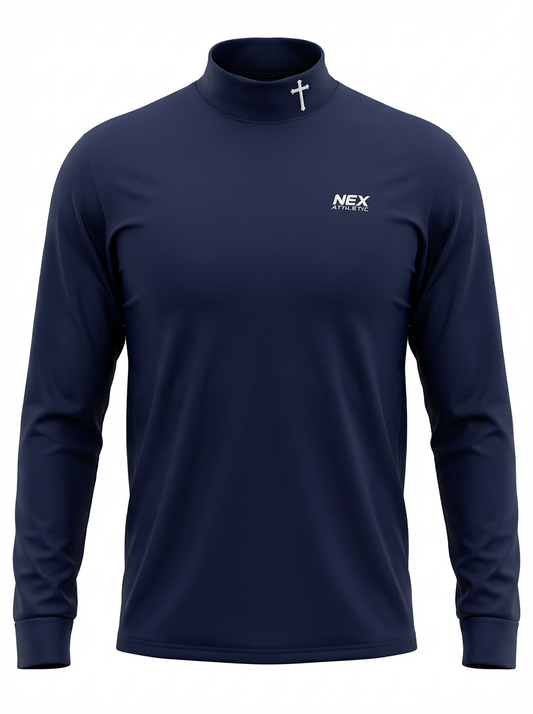 Cross Mock Turtleneck - Navy